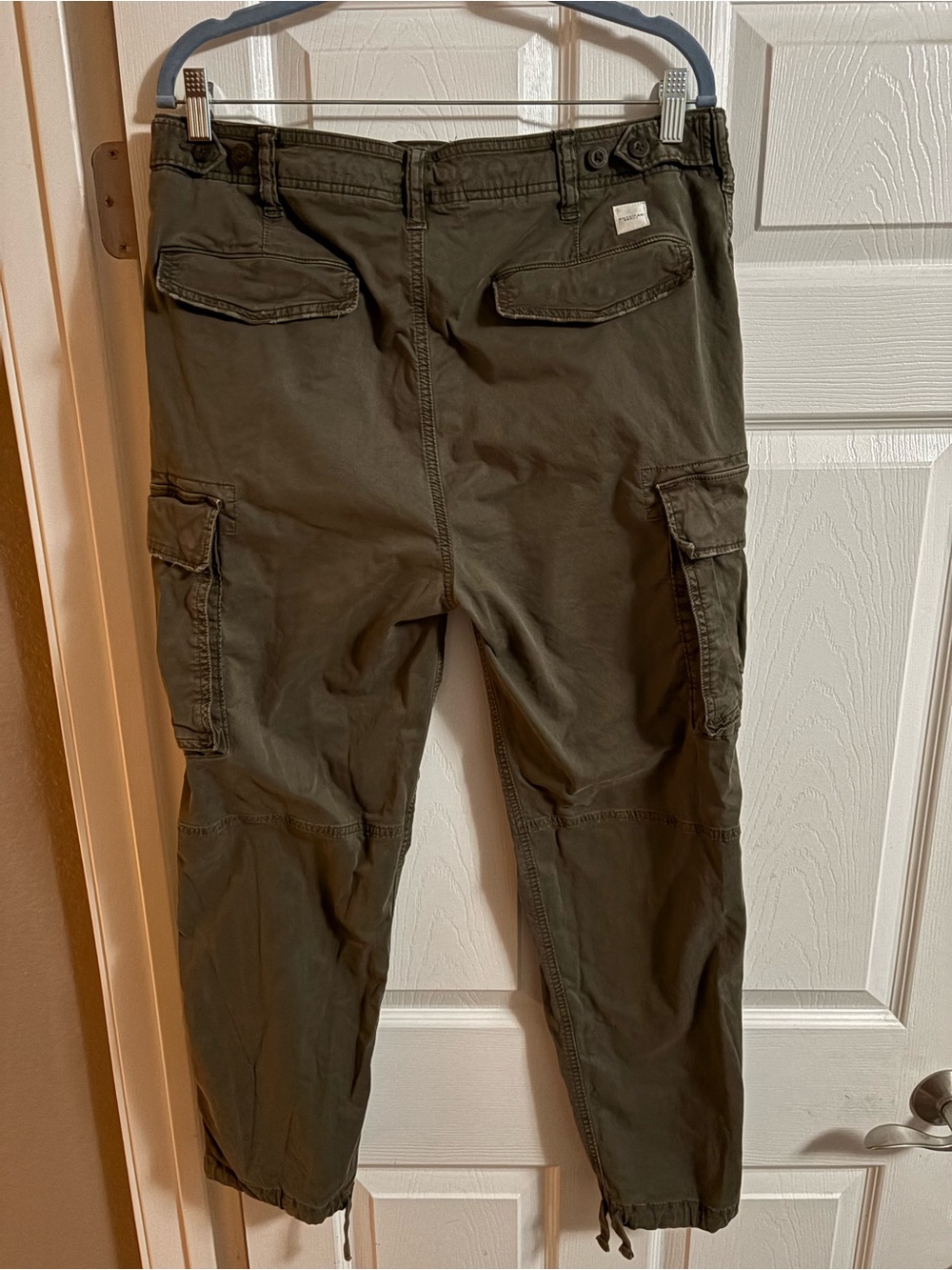 American Eagle dark green cargo pants flex cotton pockets men's size 32x32 - Picture 2 of 5
